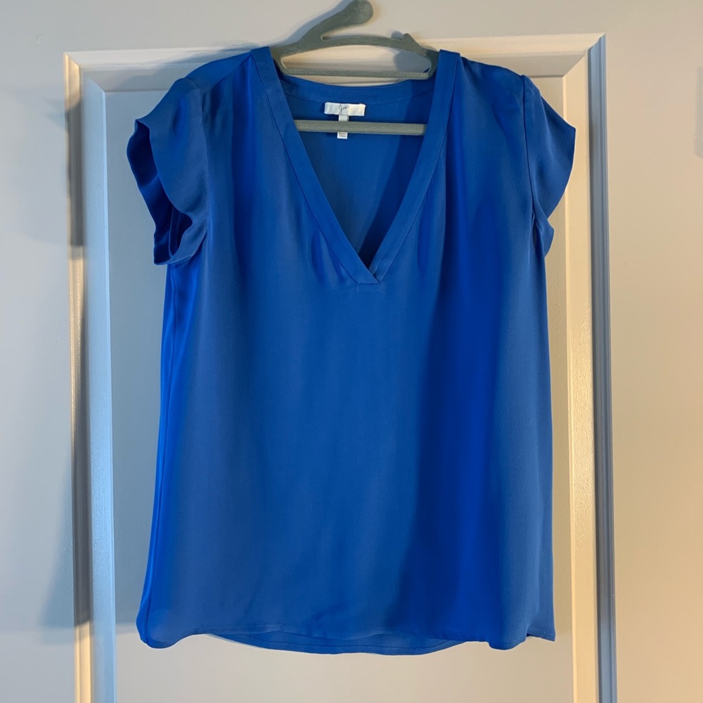 Joie silk v neck t shirt blue S